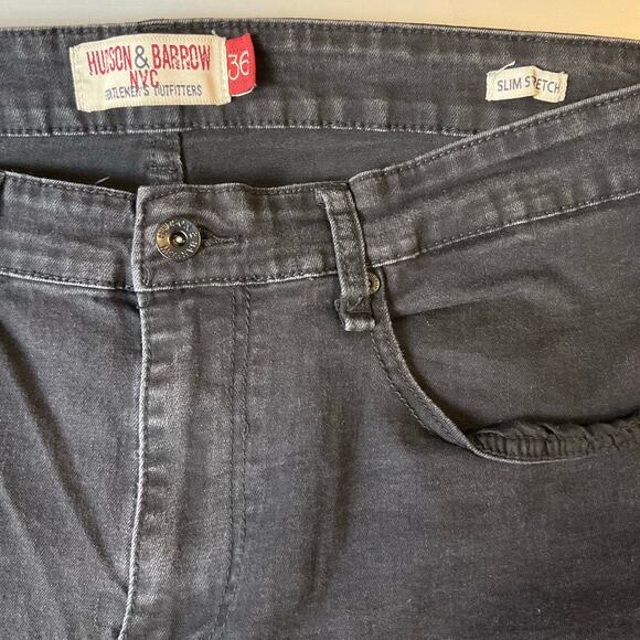 Hudson & Barrow NYC Men Slim Jeans size 36 x 32 Black Mid Rise Stretch Boot Cut - Picture 8 of 11